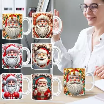 Керамическая чашка Санта-Клауса, креативная рождественская кружка, праздничная декоративная форма, подарочная чашка Санта-Клауса Hom D6G8 F-One size
