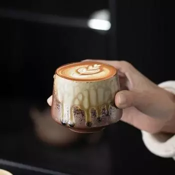 Керамическая чашка Винтажная грубая керамика Кофейная чашка Фарфоровая персональная одинарная керамика Чайные чашки Посуда для напитков Винная кружка Кружки для воды 200ML оранжевый