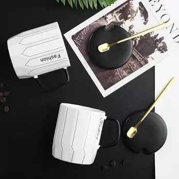 Керамическая чашка в скандинавской Европе, черно-белая полоса, креативные модные кружки, кофейная чашка, чашка для молока, офисная чашка для воды