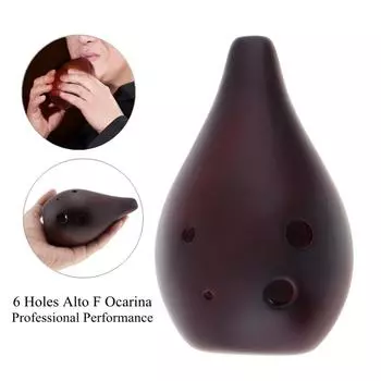 Керамическая черная флейта Alto F Tone Ocarina с 6 отверстиями и подвесной веревкой для профессионального исполнения