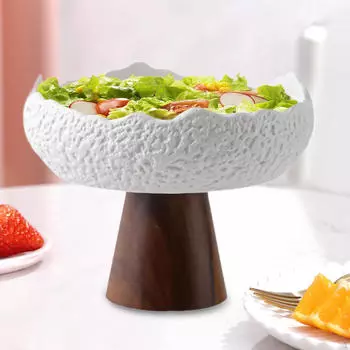 Керамическая десертная тарелка, закуска, современная столовая посуда, многоцелевая сервировочная миска, деревянная основа для белый