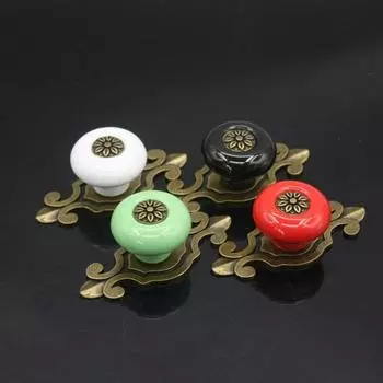 Керамическая дверная ручка, прочная конструкция, многослойная гальваника, винтажная многоцветная керамическая ручка без перфорации с чёрный