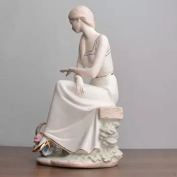 Керамическая фигурка девушки, статуэтка собаки, элегантная ручная роспись, украшение, художественная скульптура для вечеринок