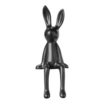 Керамическая фигурка кролика, сидящая скульптура кролика, минималистская статуэтка кролика для стойки, книжной полки, домашнего бара, офиса, украшения чёрный