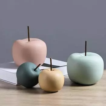 Керамическая фигурка яблока из 2 предметов, домашний декор, фруктовый центральный элемент, красочные украшения из яблок, сладкий подарок на свадьбу