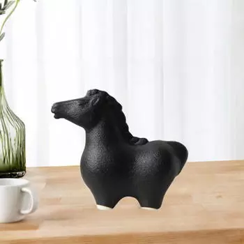 Керамическая фигурка, статуя лошади, декоративное произведение искусства, орнамент, скульптура животного для камина, офиса чёрный