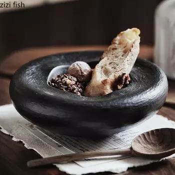 Керамическая фруктовая салатница, супницы, ретро-супницы, домашняя кухня, нестандартная форма, однотонные столовые приборы, закуски, хлеб, десертная тарелка