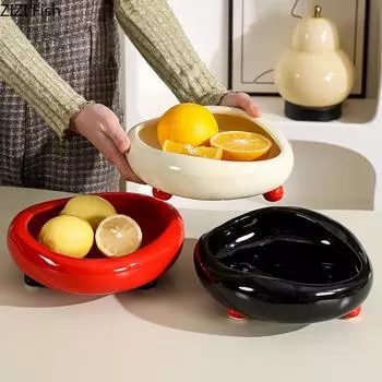 Керамическая фруктовая тарелка неправильной формы, креативная тарелка для десертов на день рождения и свадьбу, украшение для хранения сладостей и закусок