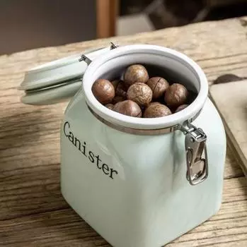 Керамическая герметичная банка большой емкости, многофункциональная банка для хранения кофе, для хранения детских закусок Blue-S