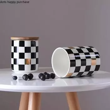 Керамическая герметичная банка, деревянная крышка, емкость для хранения, влагостойкая банка для хранения, банка для конфет, пищевой контейнер, декоративные банки, домашний органайзер