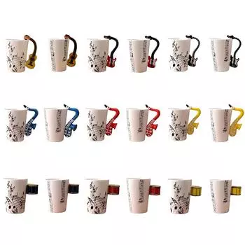 Керамическая гитара, барабан, ручка саксофона, кружка, кофейная чашка, керамическая музыкальная чашка, кружка для напитков, детская дорожная чашка Black Guitar Stave