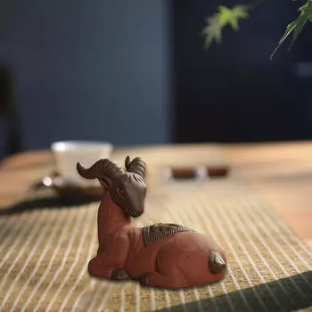 Керамическая глина, мини-скульптура козы, чай, домашнее животное, миниатюрный декор, милая маленькая статуя животного, сделай сам, террариум Male Goat