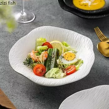 Керамическая глубокая миска с неровным узором из камня, миска для десерта, салатница, миски для пасты, ресторанная молекулярно-кухонная утварь