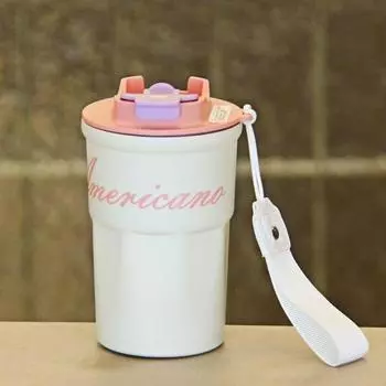 Керамическая изоляционная чашка для кофе на 400 мл, портативная автомобильная чашка для холодной воды из нержавеющей стали 316 400ml розовый