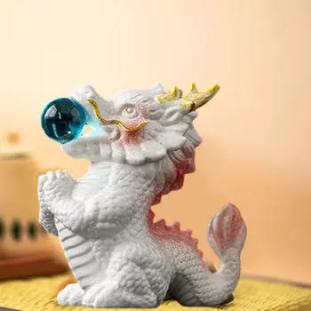Керамическая китайская скульптура дракона для домашнего декора и офиса белый