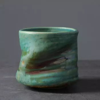 Керамическая кофейная чашка, чай, в японском стиле, ручная работа, эспрессо 200 мл кружка для латте зелёный