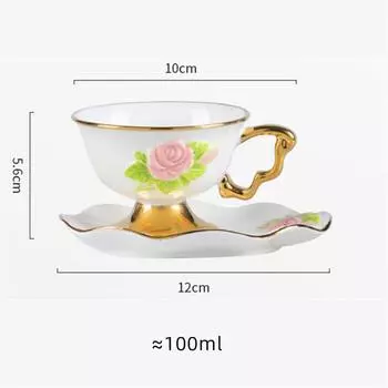 Керамическая кофейная чашка и блюдце Набор Послеполуденный чай Кофейная чашка Бытовая кофейная чашка и блюдце Креативная ручная роспись Рельефная кофейная чашка и блюдце 100ml