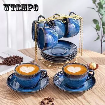 Керамическая кофейная чашка и блюдце, роскошный костюм в европейском стиле ретро, элитная посуда для послеобеденного чая, чайная чашка с ложкой One size
