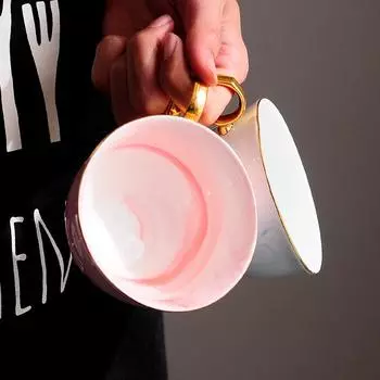 Керамическая кофейная чашка и тарелка в скандинавском стиле с мраморным узором, английские послеобеденные чашки для домашнего использования, кухонная посуда, кружки, чайная чашка 201-300ml