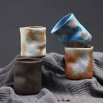 Керамическая кофейная чашка, креативные ретро-чашки ручной работы, грубая керамика, японский стиль, фарфоровая кружка для латте, домашняя кружка для послеобеденного чая чёрный