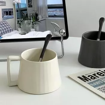 Керамическая кофейная чашка объемом 400 мл в стиле ретро для капучино, латте, эспрессо, чашка для завтрака, молока с ложкой, для офиса, дома, стакан для воды, подарок 400ml