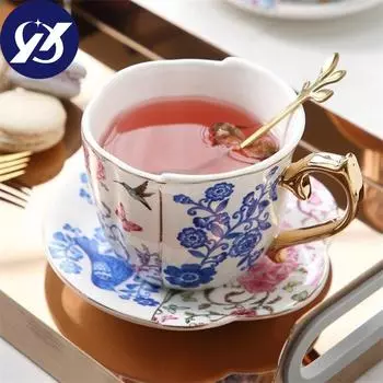 Керамическая кофейная чашка с блюдцем, пасторальная чашка, послеобеденный чай, чашка с молоком, черная кофейная кружка для латте, 250 мл