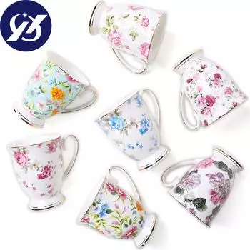 Керамическая кофейная чашка с узором, чайная кружка с ручкой для домашнего офиса 1