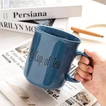 Керамическая кофейная чашка, шоколадная молочная чашка, чайная кружка, большая емкость, расписанная вручную чашка 801-900ml королевский синий