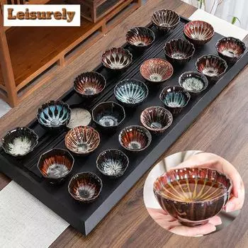 Керамическая кофейная чашка, смена печи, фарфоровые чашки для чая кунг-фу, изысканная керамическая чаша для чая Jianzhan, оптовая продажа чайных аксессуаров