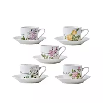 Керамическая кофейная кружка 200 мл, цветочные чайные чашки и блюдца с акварельным рисунком, британские кофейные чашки, фарфоровый чайный сервиз