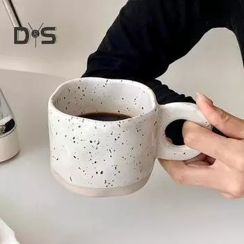 Керамическая кофейная кружка 280 мл, уникальная нестандартная термостойкая универсальная емкость для напитков, износостойкая кружка для любителей латте и молока для домашнего офиса, бара фиолетовый