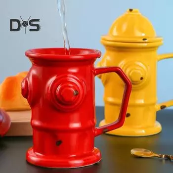 Керамическая кофейная кружка 400 мл, большая емкость, чашка для чая с С-образной ручкой, новый дизайн, красочный сосуд для питья красный