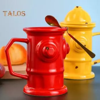 Керамическая кофейная кружка 400 мл, большая емкость, чашка для чая с С-образной ручкой, новый дизайн, красочный сосуд для питья красный