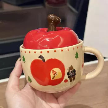 Керамическая кофейная кружка 420 мл и ручка для питья, симпатичная многоразовая чашка для чая с крышкой, ложкой для бара Girl