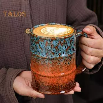 Керамическая кофейная кружка, большая чайная чашка для офиса, дома, посудомоечной машины, микроволновой печи, кружка для кофе, чая, латте, 20 унций 600ML циан