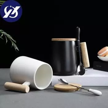 Керамическая кофейная кружка большой емкости с деревянной ручкой, офисная чашка для воды, чая, кружка для молока, посуда для напитков