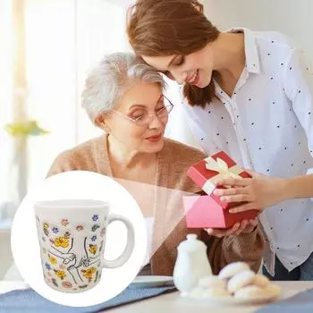 Керамическая кофейная кружка для мамы, цветочная кружка для воды, 11/15 унций, с ручкой типа С, чашка для питья, ручная работа, подарок на день рождения, Рождество для мамы, бабушки, дочери S белый