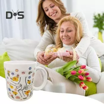 Керамическая кофейная кружка для мамы, цветочная кружка для воды, 11/15 унций, с ручкой типа С, чашка для питья, ручная работа, подарок на день рождения, Рождество для мамы, бабушки, дочери S белый