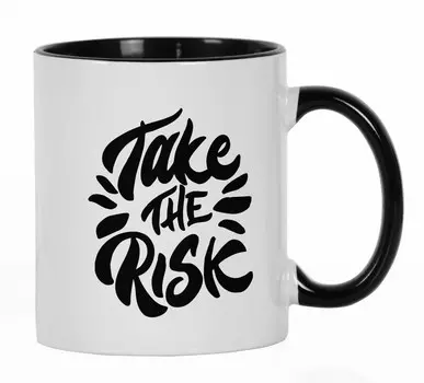 Керамическая кофейная кружка Inkdotpot 11 унций, рискните, позитивные вдохновляющие цитаты, подарок для сотрудников, боссов, коллег 11oz чёрный