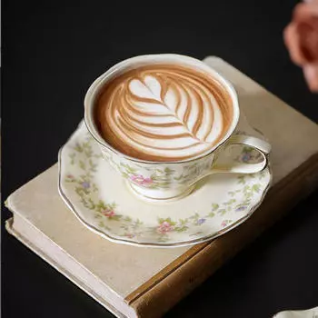 Керамическая кофейная кружка Молочная Элегантная с ручкой, Гладкий набор чайных чашек и блюдец, Чайная чашка для дома