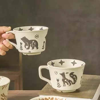 Керамическая кофейная кружка на 400 мл, винтажная кружка, простая чайная чашка с ручкой