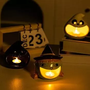 Керамическая конфетница на Хэллоуин, мультяшный милый подсвечник-призрак, подсвечник-тыква на Хэллоуин black-ghost