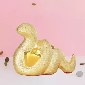 Керамическая копилка в виде змеи, центральное украшение стола для хранения и сбережений 12x6.5x9cm