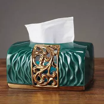 Керамическая коробка для салфеток, бумажная коробка для хранения салфеток, столовая, гостиная, украшение для рабочего стола, бумажные полотенца A