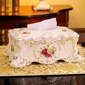 Керамическая коробка для салфеток, бумажная коробка для хранения салфеток, столовая, гостиная, украшение для рабочего стола, бумажные полотенца A