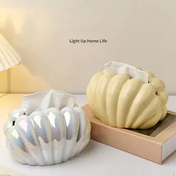 Керамическая коробка для салфеток, крышка в форме ракушки, диспенсер для кухни Colorful White