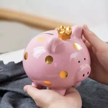 Керамическая корона свинья копилка золотая точка мультяшная свинья монета копилка белый