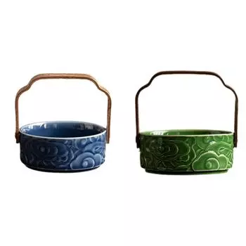 Керамическая корзина для фруктов, сервировочная корзина, подносы, многоцелевые, для завтрака зелёный