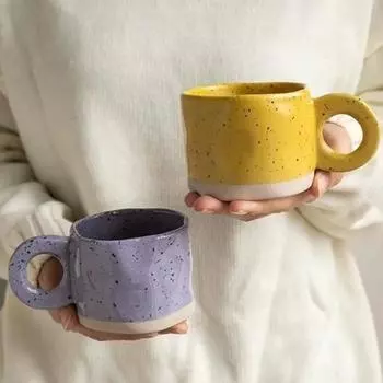 Керамическая кружка для кофе 280 мл, уникальная, нестандартная, термостойкая, универсальная, износостойкая емкость для напитков, латте, любитель молока зелёный