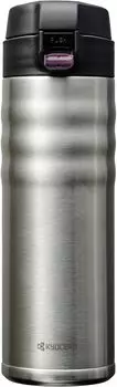 Керамическая кружка для кофе Kyocera с внутренней керамической вакуумной изоляцией, тепло/холод, CERAMUG, серебристая бутылка, бутылка, бутылка, 500 мл, тип One-Touch, серебряный